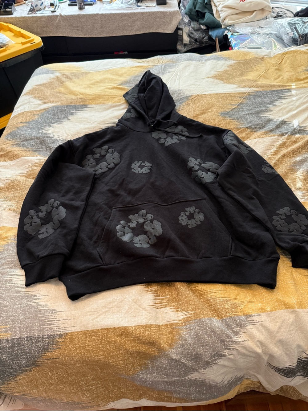 Denim Tears Mono Wreath Black Men’s Fleece Hoodie Size XL